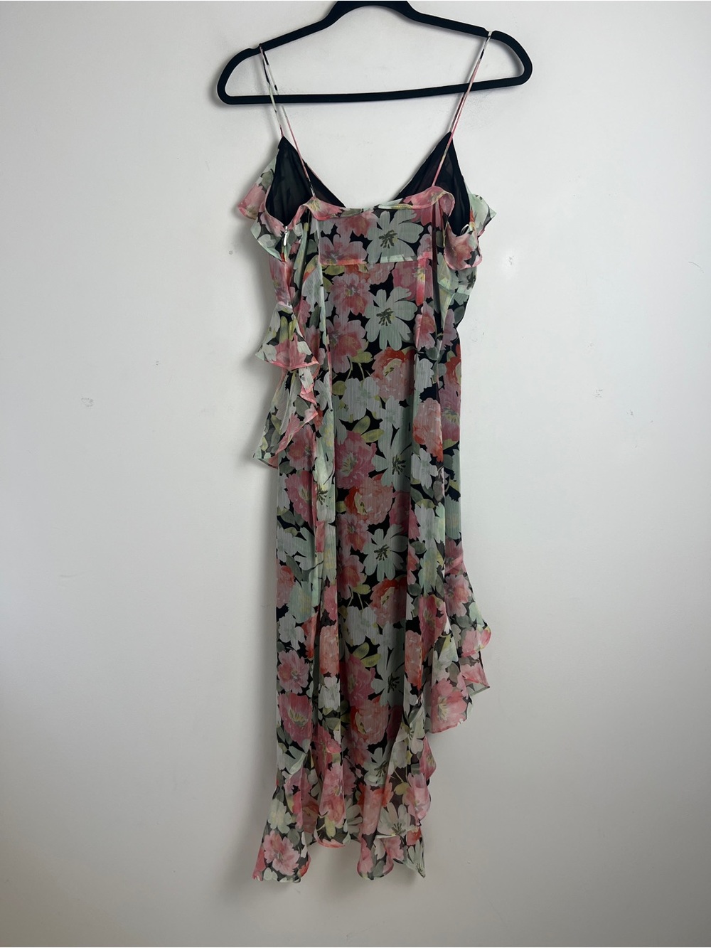 NEW ZARA Medium Floral Print Chiffon Tiered Ruffle Asymmetrical Hem Midi Dress - Picture 11 of 15